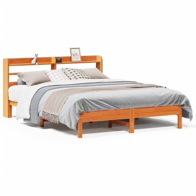 Berkfield Home Bed Frame without Mattress Wax Brown 160x200 cm Solid Wood Pine - image 1