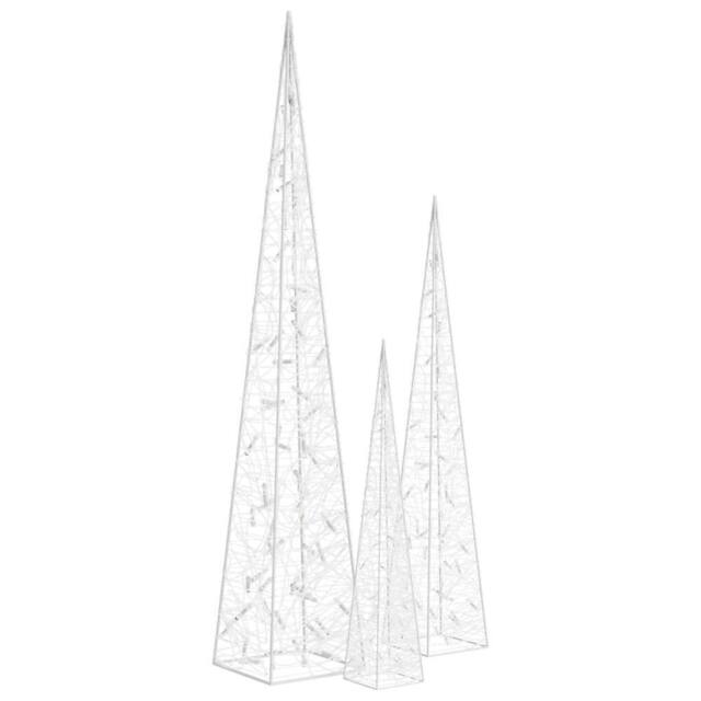 Berkfield Home Beautiful Acrylic Decorative LED Light Cone Set Cold White 60/90/120cm - image 1