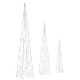 Berkfield Home Beautiful Acrylic Decorative LED Light Cone Set Cold White 60/90/120cm - thumbnail 5