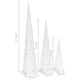 Berkfield Home Beautiful Acrylic Decorative LED Light Cone Set Cold White 60/90/120cm - thumbnail 8