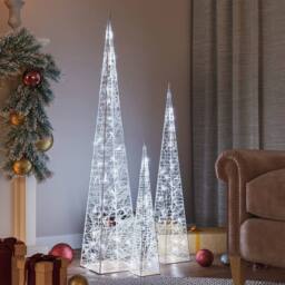 Berkfield Home Beautiful Acrylic Decorative LED Light Cone Set Cold White 60/90/120cm - thumbnail 2