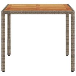 Berkfield Home Garden Table with Acacia Wood Top Grey 90x90x75 cm Poly Rattan - Size: 90 x 90 x 75 cm - thumbnail 5