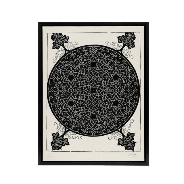 "Artery8 Knob with seven hexagonal stars Durer Framed Canvas Wall Art Print in White - Size: W12"" x H16""" - image 1