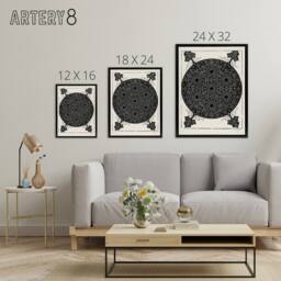 "Artery8 Knob with seven hexagonal stars Durer Framed Canvas Wall Art Print in White - Size: W12"" x H16""" - thumbnail 4