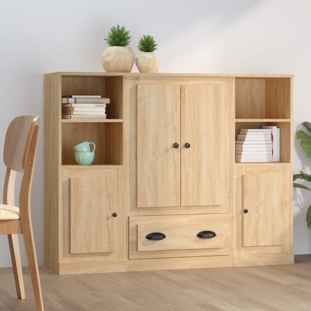 Berkfield Home Highboards 3 pcs Sonoma Oak Engineered Wood in Brown - image 1