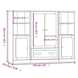 Berkfield Home Highboards 3 pcs Sonoma Oak Engineered Wood in Brown - thumbnail 8