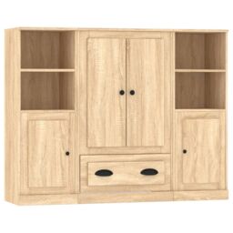 Berkfield Home Highboards 3 pcs Sonoma Oak Engineered Wood in Brown - thumbnail 2