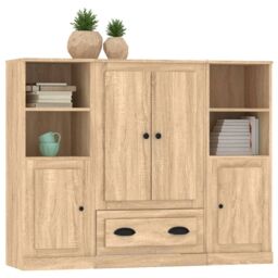 Berkfield Home Highboards 3 pcs Sonoma Oak Engineered Wood in Brown - thumbnail 4