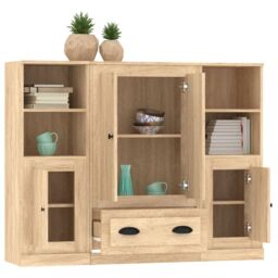 Berkfield Home Highboards 3 pcs Sonoma Oak Engineered Wood in Brown - thumbnail 5