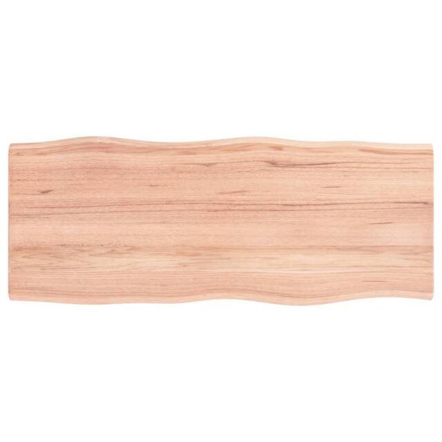 Berkfield Home Table Top Light Brown 100x40x2 cm Treated Solid Wood Oak Live Edge - Size: 100 x 40 x 2 cm - image 1