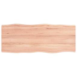 Berkfield Home Table Top Light Brown 100x40x2 cm Treated Solid Wood Oak Live Edge - Size: 100 x 40 x 2 cm - thumbnail 1