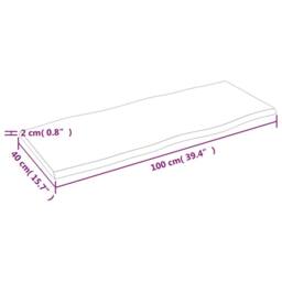 Berkfield Home Table Top Light Brown 100x40x2 cm Treated Solid Wood Oak Live Edge - Size: 100 x 40 x 2 cm - thumbnail 5
