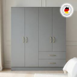 KDMD Venice Grey 4 Door Wardrobe with 2 Drawers - thumbnail 4