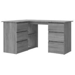 Berkfield Home Corner Desk Grey Sonoma 145x100x76 cm Engineered Wood - Size: 145 x 100 x 76 cm - thumbnail 2