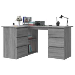 Berkfield Home Corner Desk Grey Sonoma 145x100x76 cm Engineered Wood - Size: 145 x 100 x 76 cm - thumbnail 3