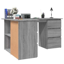 Berkfield Home Corner Desk Grey Sonoma 145x100x76 cm Engineered Wood - Size: 145 x 100 x 76 cm - thumbnail 4
