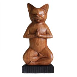 KDMD Handcarved Yoga Cats - Lotus in Brown - thumbnail 1