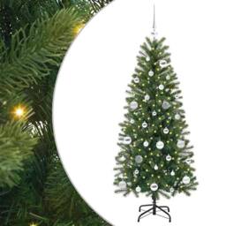Berkfield Home Elegant Artificial Christmas Tree with 150 LEDs Green 150 cm PE a - thumbnail 3