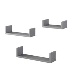 SPOT ON DEALZ U Shape Set of 3 Wall Floating Shelf in Grey - Size: 1 Pack - thumbnail 1