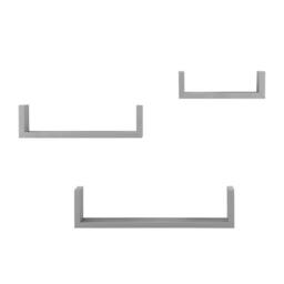 SPOT ON DEALZ U Shape Set of 3 Wall Floating Shelf in Grey - Size: 1 Pack - thumbnail 2