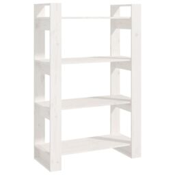 Berkfield Home Book Cabinet/Room Divider White 80x35x125 cm Solid Wood Pine - Size: 80 x 35 x 125 cm - thumbnail 2