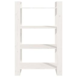 Berkfield Home Book Cabinet/Room Divider White 80x35x125 cm Solid Wood Pine - Size: 80 x 35 x 125 cm - thumbnail 5