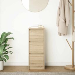 Berkfield Home Sideboard Sonoma Oak 29.5x34x76 cm Engineered Wood in Brown - thumbnail 3