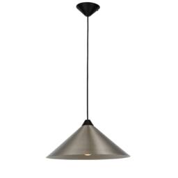 First Choice Lighting Fontana - Brushed Chrome with Black 40cm Diameter Ceiling Pendant in Silver