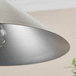 First Choice Lighting Fontana - Brushed Chrome with Black 40cm Diameter Ceiling Pendant in Silver - thumbnail 6