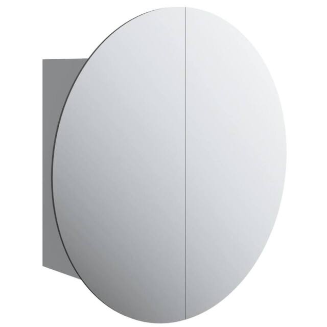 Berkfield Home Bathroom Cabinet with Round Mirror&LED Grey 40x40x17.5 cm - image 1