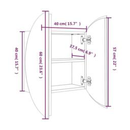 Berkfield Home Bathroom Cabinet with Round Mirror&LED Grey 40x40x17.5 cm - thumbnail 8