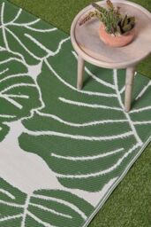 Homescapes Luxury Outdoor Rug Waterproof Reversible for Garden, Green Ada Floral - Size: 180 cm x 270 cm - thumbnail 2
