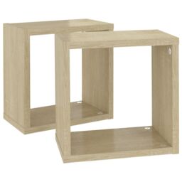 Berkfield Home Wall Cube Shelves 2 pcs Sonoma Oak 26x15x26 cm in Brown - Size: 26 x 15 x 26 cm - thumbnail 6