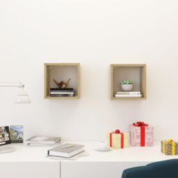 Berkfield Home Wall Cube Shelves 2 pcs Sonoma Oak 26x15x26 cm in Brown - Size: 26 x 15 x 26 cm - thumbnail 3