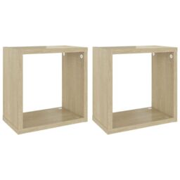 Berkfield Home Wall Cube Shelves 2 pcs Sonoma Oak 26x15x26 cm in Brown - Size: 26 x 15 x 26 cm - thumbnail 2