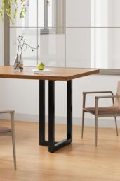 Living and Home 2Pcs Black T-shaped Anti-Slip Metal Table Legs Furniture Replacement Legs for DiningTable, Desks and Workbenches, 50cm W x 71cm H - thumbnail 1