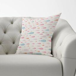Warren Reed - Designer Hand Drawn Swimming Fish Cushions in Pink - Size: 45 cm x 45 cm - thumbnail 2