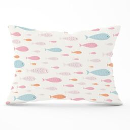 Warren Reed - Designer Hand Drawn Swimming Fish Cushions in Pink - Size: 45 cm x 45 cm - thumbnail 1