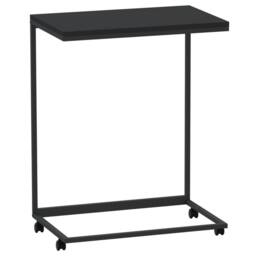 Berkfield Home Side Table with Wheels Black 55x35x70 cm Engineered Wood - Size: 55 x 35 x 70 cm - thumbnail 2