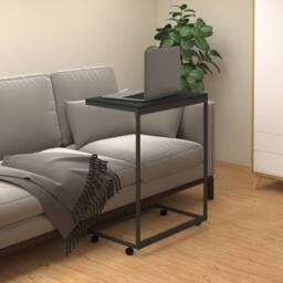 Berkfield Home Side Table with Wheels Black 55x35x70 cm Engineered Wood - Size: 55 x 35 x 70 cm - thumbnail 1