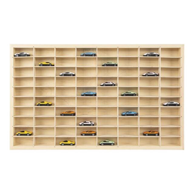 NESTLUNE 80 Grids Wooden Wall Mount Model Display Cabinet in Natural - image 1