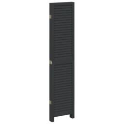 Berkfield Home Room Divider¬†5 Panels Black Solid Wood Paulownia - thumbnail 5