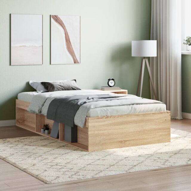 Berkfield Home Bed Frame Sonoma Oak 90x190 cm Single in Brown - image 1