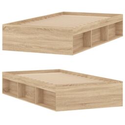 Berkfield Home Bed Frame Sonoma Oak 90x190 cm Single in Brown - thumbnail 4