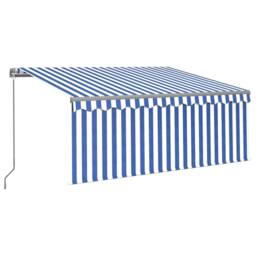 Berkfield Home Manual Retractable Awning with Blind&LED 3x2.5m Blue&White in Blue - thumbnail 3