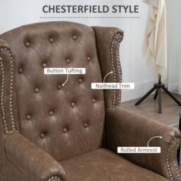 Wyld Haus Selato Brown Chesterfield Style Wingback Accent Chair Faux Leather - thumbnail 6