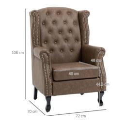 Wyld Haus Selato Brown Chesterfield Style Wingback Accent Chair Faux Leather - thumbnail 4