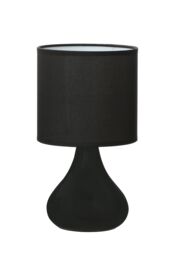 Orsina Black Ceramic Table Lamp, Sleek Droplet-Shaped Ceramic Base with Black Fabric Drum Shade, E14 Bulb - thumbnail 2