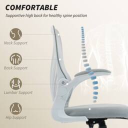 HOMCOM Mesh Office Chair, Computer Chair with Foldable Backrest, Grey in Light Grey - Size: 120 - thumbnail 4