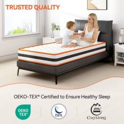 MCC Direct Single Mattress Breathable Memory Foam Sprung OEKO-TEX Certified Mattress in White - thumbnail 3